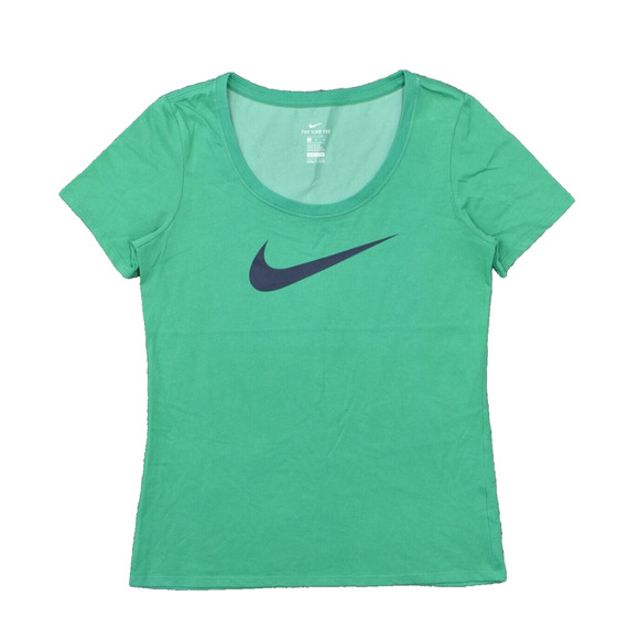 Nike Women's Size S Basic Short Sleeve Green Solid Cotton Round Neck Dri Fit - Picture 1 of 8